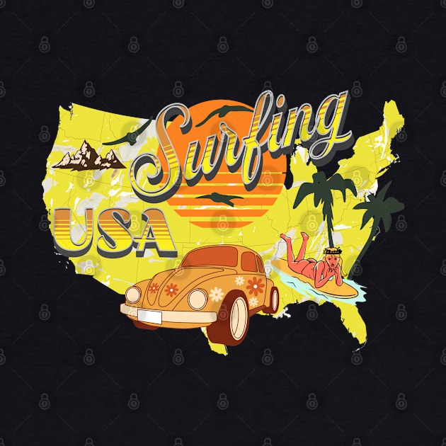 Surfing USA Adventure Retro Label by antarte